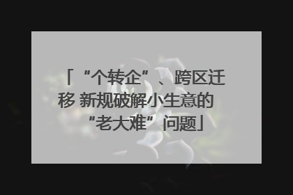 “个转企”、跨区迁移 新规破解小生意的“老大难”问题