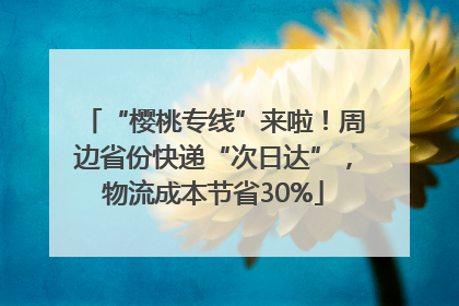 “樱桃专线”来啦！周边省份快递“次日达”，物流成本节省30%