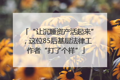 “让沉睡资产活起来”，这位85后基层法律工作者“打了个样”