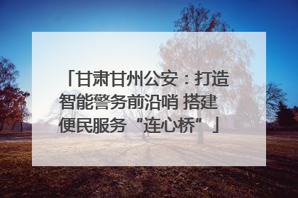 甘肃甘州公安：打造智能警务前沿哨 搭建便民服务“连心桥”