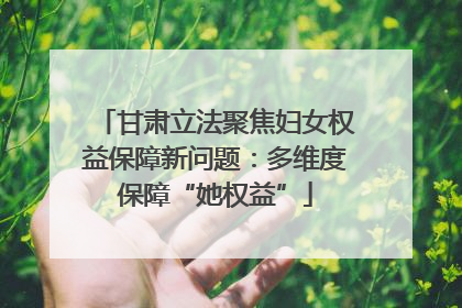 甘肃立法聚焦妇女权益保障新问题：多维度保障“她权益”