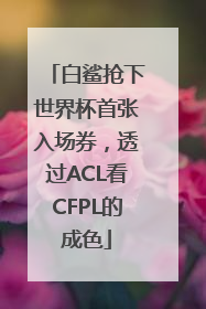 白鲨抢下世界杯首张入场券，透过ACL看CFPL的成色