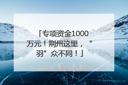 专项资金1000万元！荆州这里，“羽”众不同！