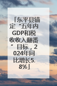 东平县锚定“五年内GDP和税收收入翻番”目标，2024年同比增长5.8%