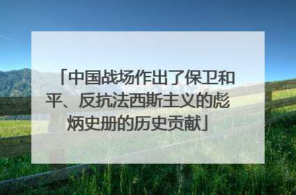 中国战场作出了保卫和平、反抗法西斯主义的彪炳史册的历史贡献