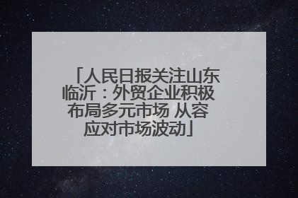 人民日报关注山东临沂：外贸企业积极布局多元市场 从容应对市场波动