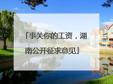 事关你的工资，湖南公开征求意见
