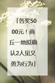 各奖5000元！商丘一地拟确认2人见义勇为行为