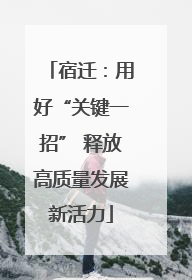 宿迁：用好“关键一招” 释放高质量发展新活力