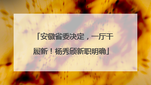 安徽省委决定，一厅干履新！杨秀颀新职明确