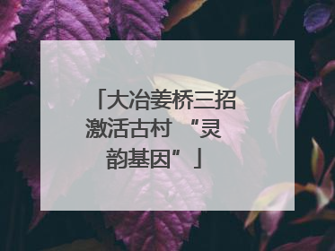 大冶姜桥三招激活古村 “灵韵基因”