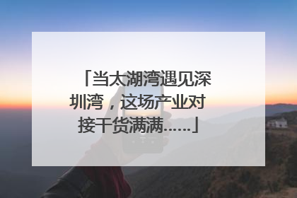当太湖湾遇见深圳湾，这场产业对接干货满满……