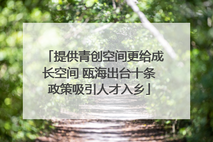 提供青创空间更给成长空间 瓯海出台十条政策吸引人才入乡