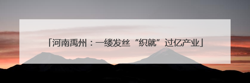 河南禹州：一缕发丝“织就”过亿产业
