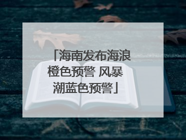 海南发布海浪橙色预警 风暴潮蓝色预警