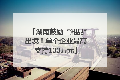 湖南鼓励“湘品”出境！单个企业最高支持100万元