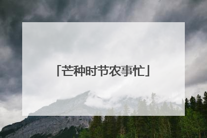 芒种时节农事忙