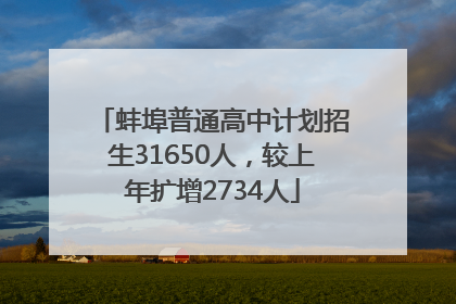 蚌埠普通高中计划招生31650人，较上年扩增2734人