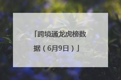 跨境通龙虎榜数据（6月9日）
