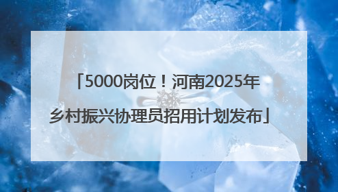 5000岗位！河南2025年乡村振兴协理员招用计划发布